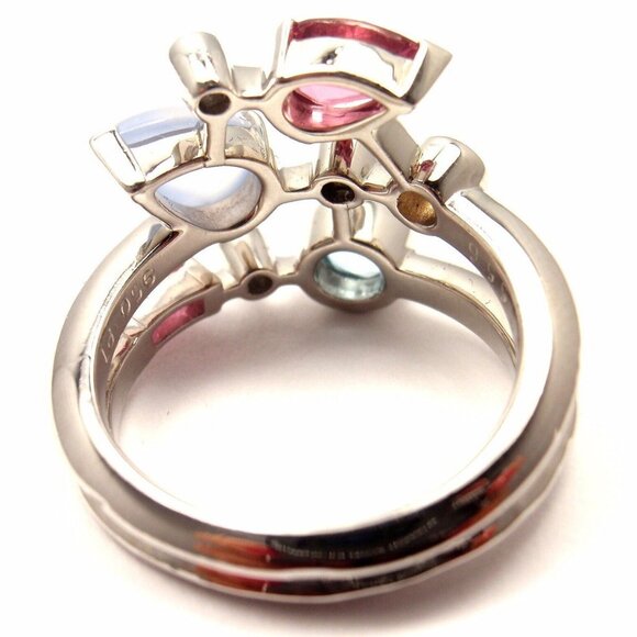 Authentic! Cartier Meli Melo Platinum Chalcedony Tourmaline Garnet Diamond Ring - Picture 4 of 10